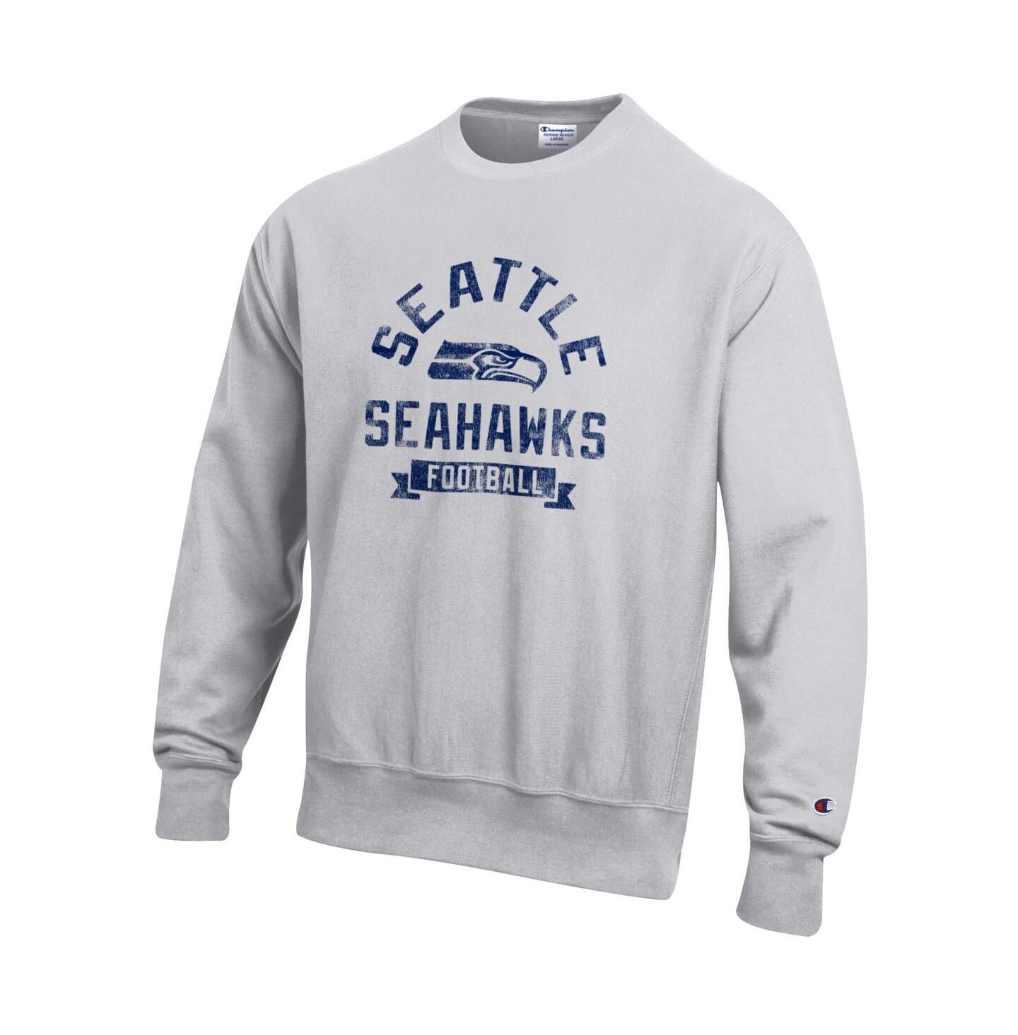 Мужская толстовка Champion Heather Gray Seattle Seahawks Reverse Weave Fleece Pullover — фото 2