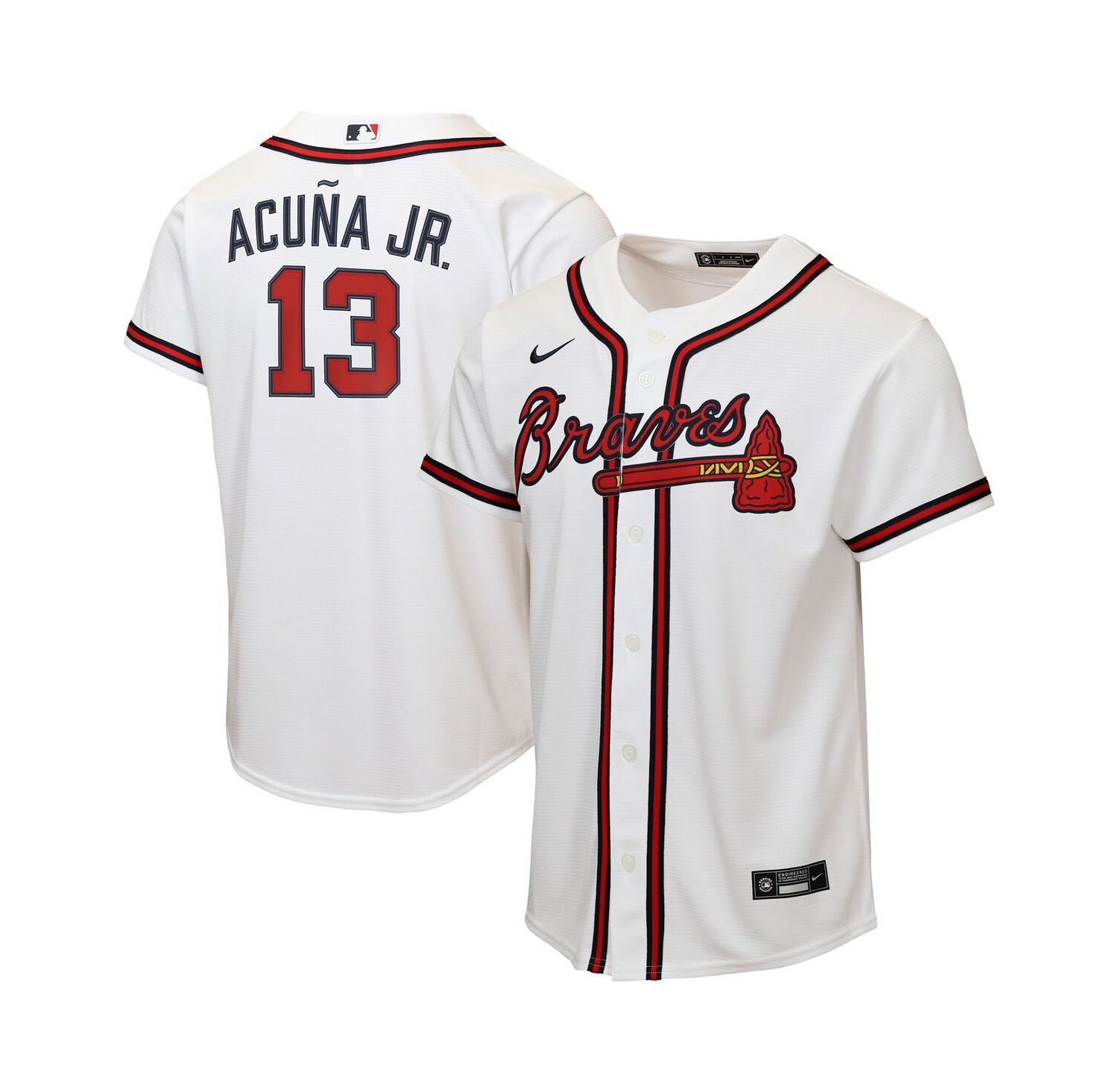 Big Boys and Girls Ronald Acu&ntilde;a Jr. White Atlanta Braves Home Replica Player Jersey