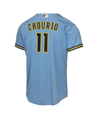Big Boys and Girls Jackson Chourio Light Blue Milwaukee Brewers Road Replica Jersey