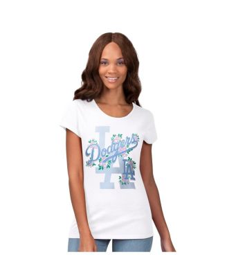 Women's White Los Angeles Dodgers Floral Endzone T-Shirt