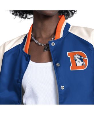 Women's Blue/White Denver Broncos Raglan Blitz Full-Snap Varsity Jacket