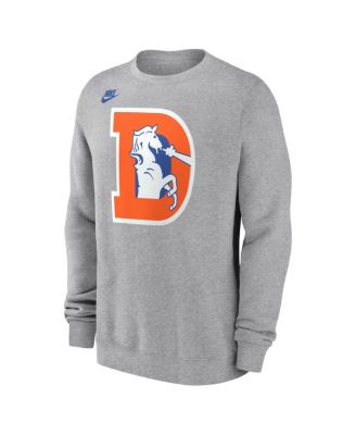 Men's Heather Gray Denver Broncos D Horse Logo Club Sweatshirt