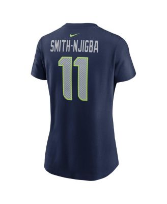 Women's Jaxon Smith-Njigba College Navy Seattle Seahawks Super Bowl LX Patch Name & Number T-Shirt