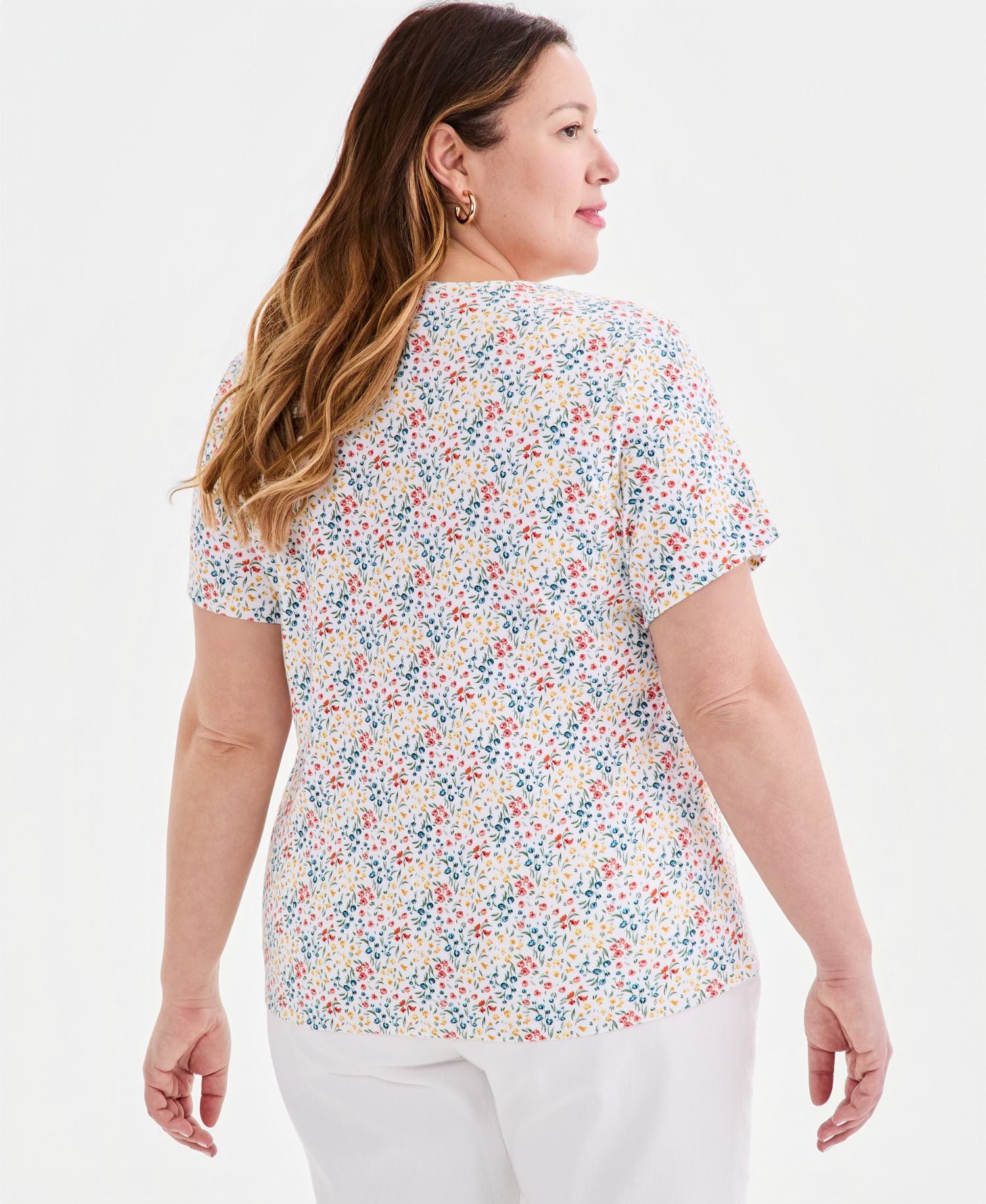 Petite Printed Short-Sleeve Scoop-Neck Top