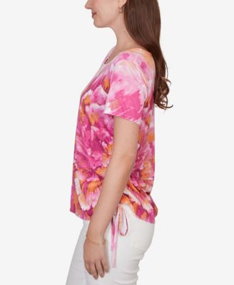 Petite Bold Watercolor Floral Knit T-Shirt