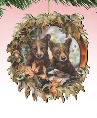 Simple Joys Black Bear Cubs Bees Holiday Ornaments, Set of 2