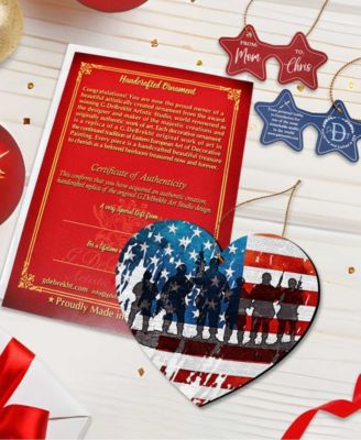 USA Military-Inspired Heart Holiday Ornaments, Set of 2