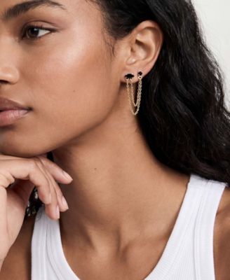 Double Piercing Chain Dangle Earrings