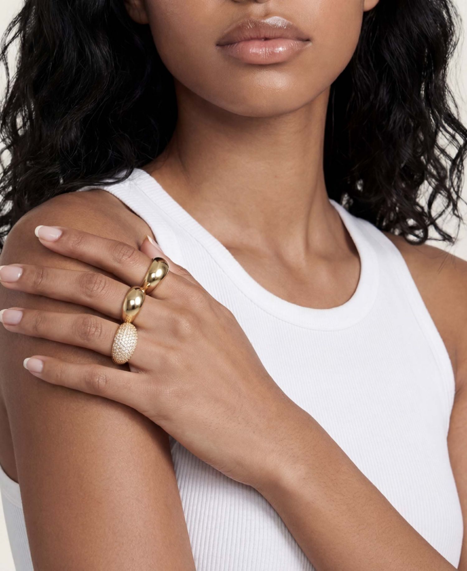 Timeless Glamour 18k Gold Plated Ring Set