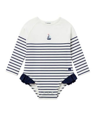 Baby Girls' Striped One-Piece Swimsuit, Hat and Sunglasses, 3-Piece Set