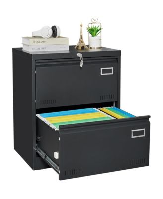 2 Drawer Lateral File Cabinet with Lock, Home Office Metal Filing Cabinet for Letter/Legal/A4/F4 Size