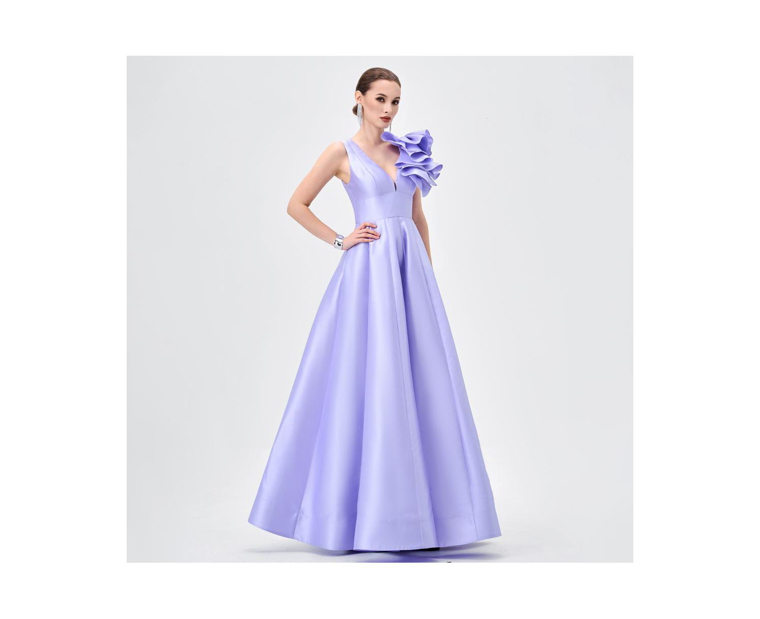 Women's Mirella V Neck Ruffle Gown