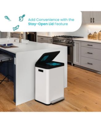 19 Gallon Stainless Steel Dual Trash and Recycling Can with CleanAura Odor Control and Soft Close Lid