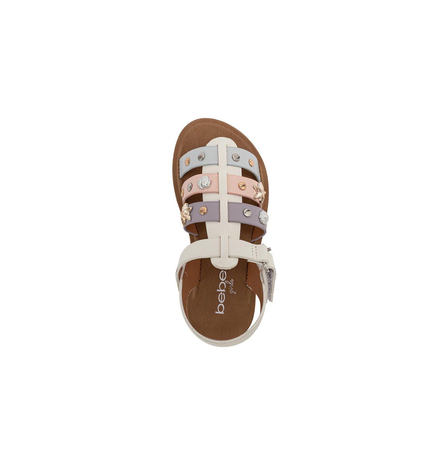 Сандалии Bebe Fashion Sandals – Dressy Shoes with Decorative Metal Charms для девочек, цвет: Пастельный разноцветный — фото 6