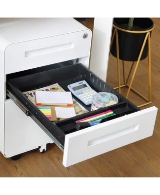 3-Drawer Mobile File Cabinet with Lock, Under Desk Metal Filing Cabinet for Home Office