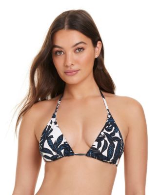 Women's Rich and Famous Classic Triangle V-Neck Printed Bikini Top