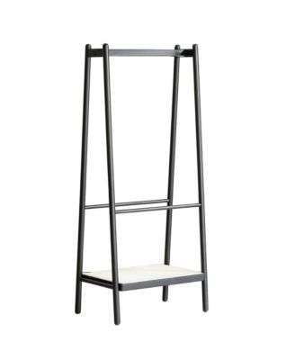 Trapezoid Solid Oak Wood Clothes Rack, Standing Garment Racks with Shelves for Hanging Clothes