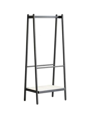 RAINSKEN Trapezoid Solid Oak Wood Clothes Rack, Standing Garment Racks ...
