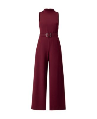 Women's Sleeveless High Neck Jumpsuit with Belt