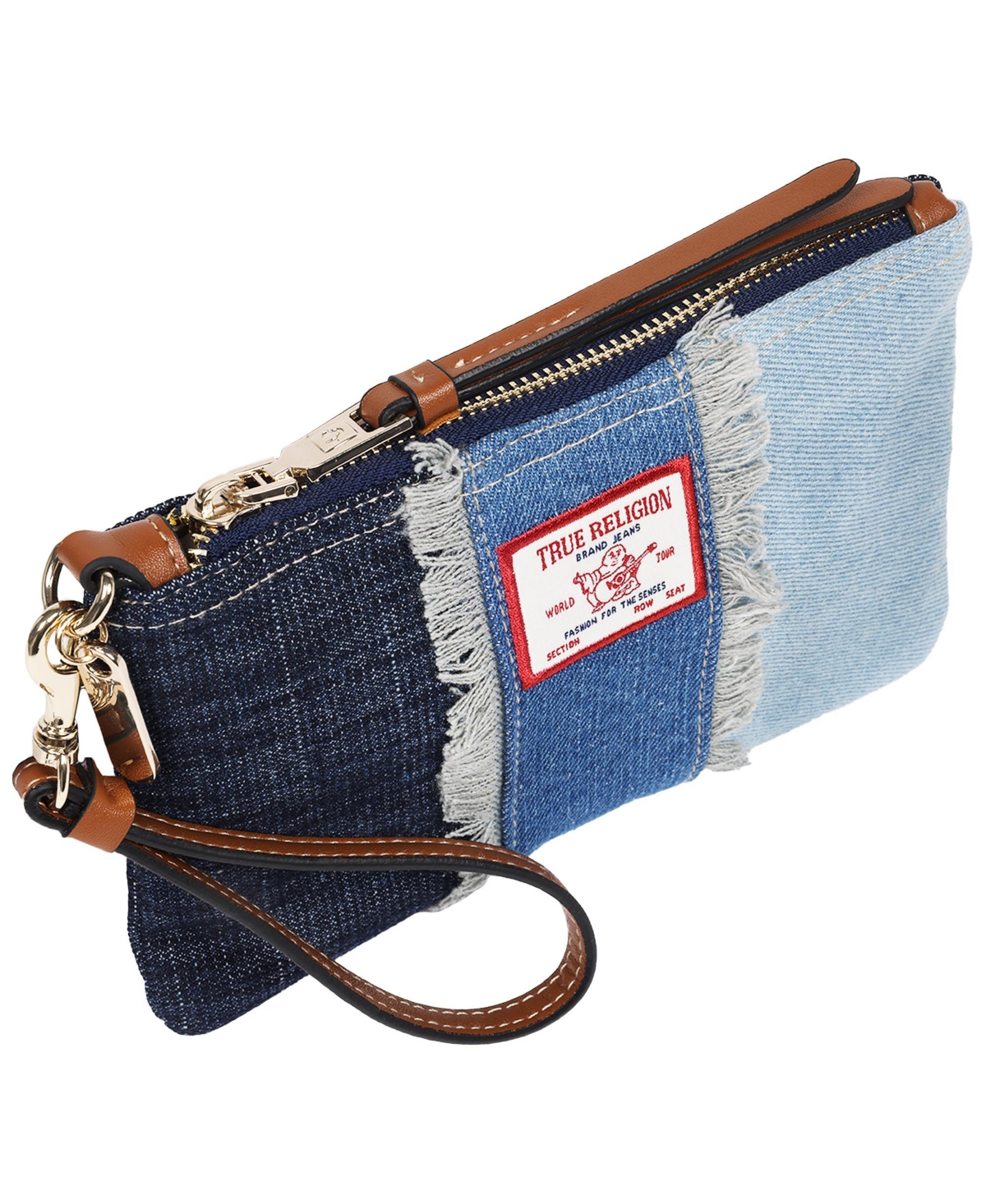 True Religion Frayed Panel Denim Pouch Wristlet