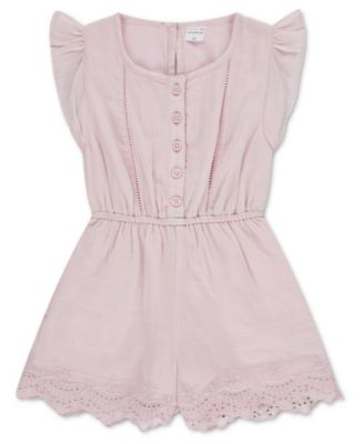 Girls' Flutter Sleeve Eyelet Romper
