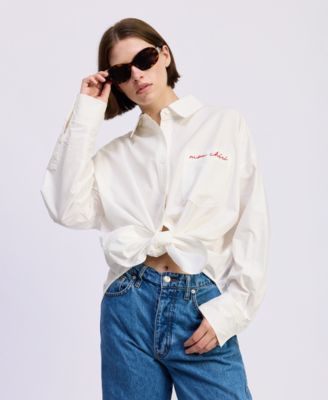 Women's Long-Sleeve Oversized Collared Shirt