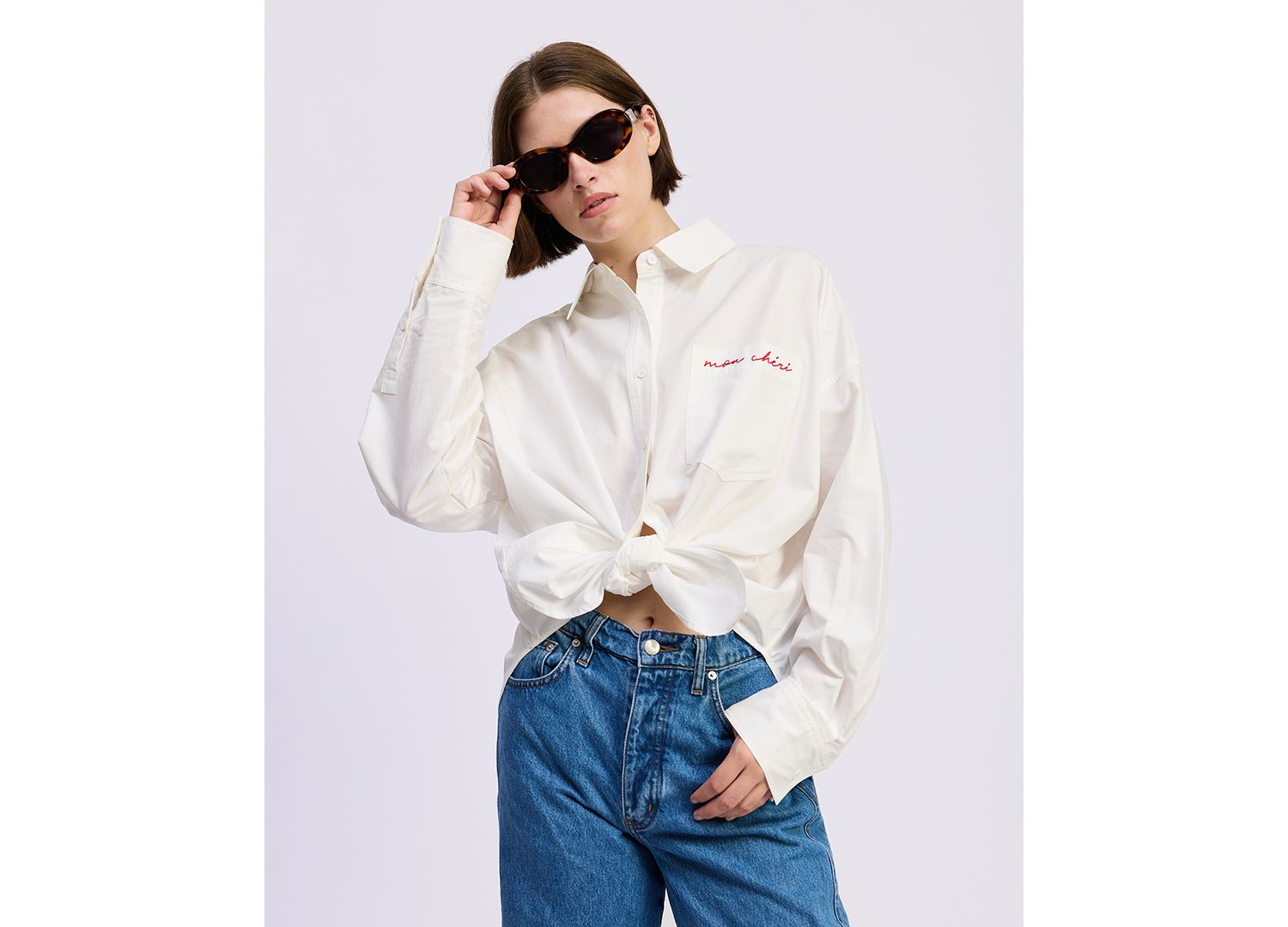 Women's Long-Sleeve Oversized Collared Shirt