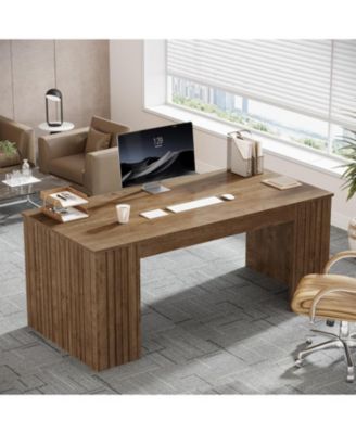 Modern Executive Desk, 63-Inch Large Office Computer Desk, Study Writing Table Workstation