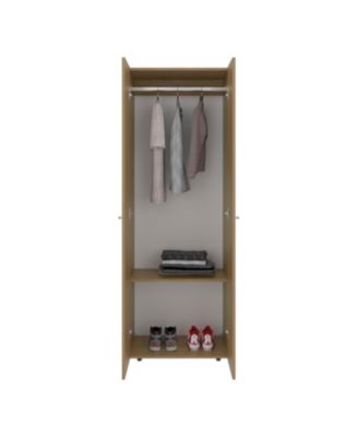 Home 2 Doors Closet System Armoire with Hanging Rod and Storage Shelf Modern Organizer for Bedroom Organization Storage
