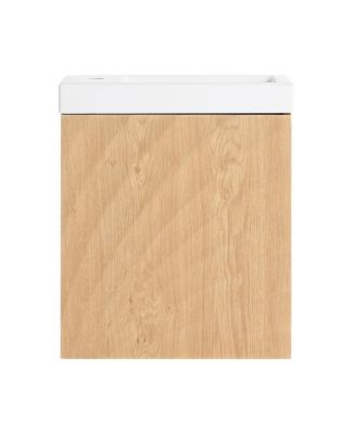 Wall Mounted Bathroom Vanity with Resin Sink, Modern 3D Shell Pattern & Soft Close Door, 18.5" Compact Cabinet for Small Bathrooms