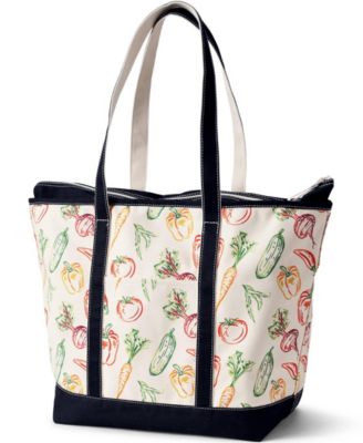 Extra Large Print 5 Pocket Zip Top Long Handle Canvas Tote Bag