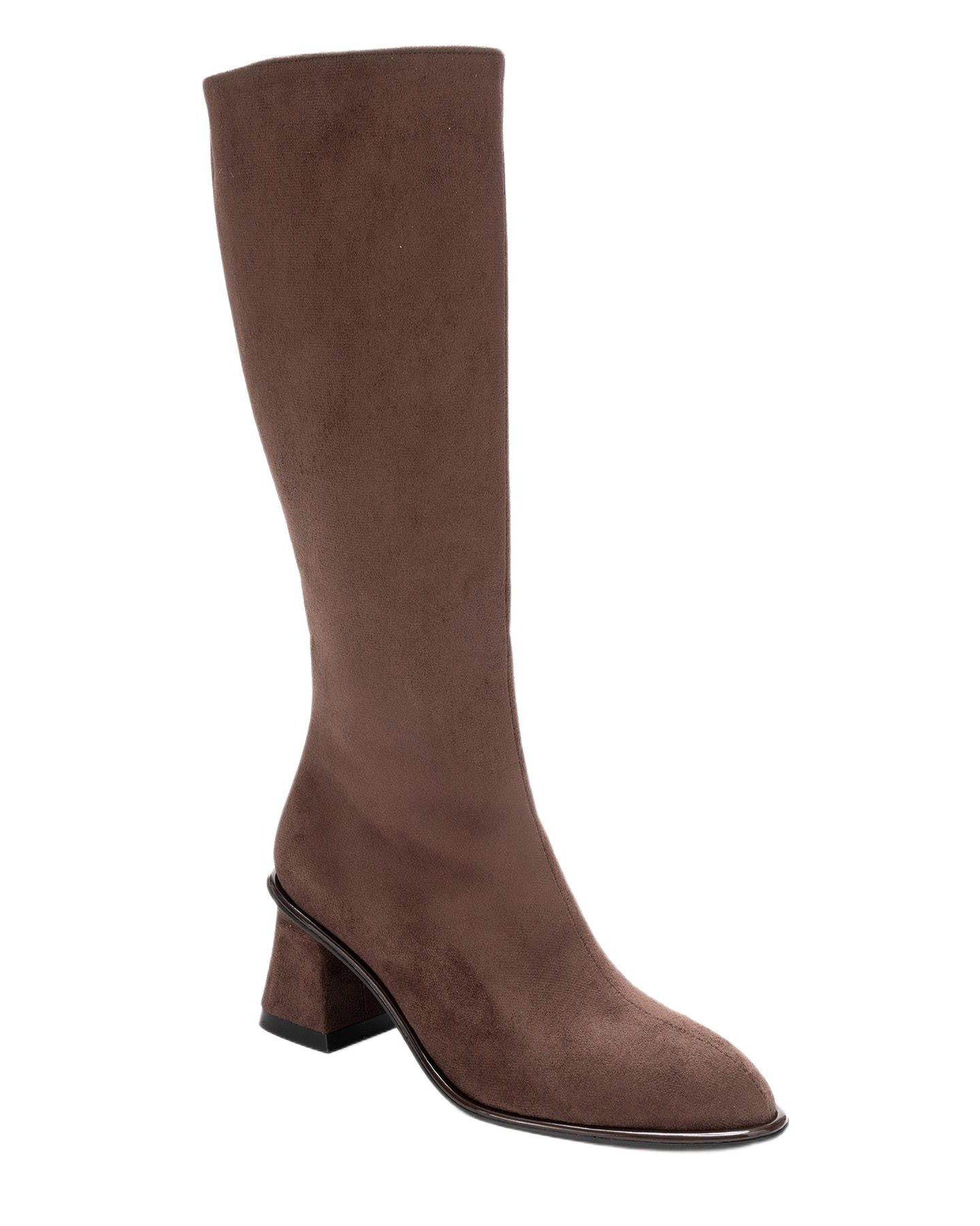 Женские ботинки Prologue Shoes Paradis Block Heel Knee High, цвет: Коричневый замшевая искусственная кожа — фото 1