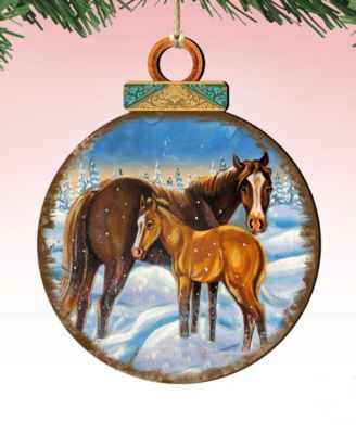 2 Piece Horses Scenery Wood Ornament Set