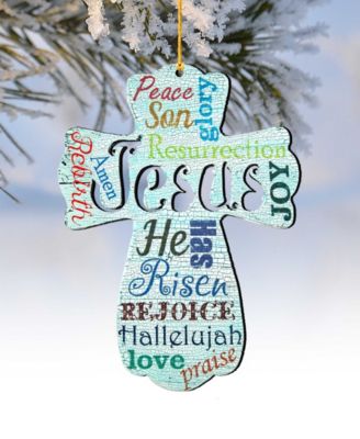 Jesus Cross Easter Wood Ornament, Set of 2
