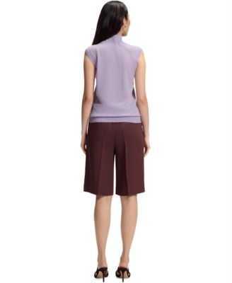 Women's Merino Wool Mock Neck Sleeveless Top