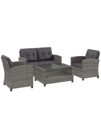 4 Piece Patio Furniture Set, Loveseat, Chairs & Table