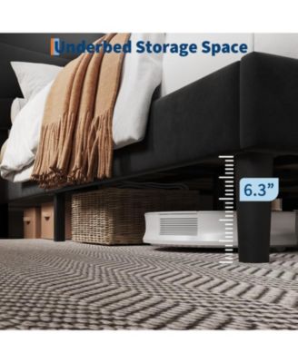 Twin XL Size Bed Frame with Headboard, Velvet Upholstered Platform Bed Frame No Box Spring Needed with Under-Bed Storage