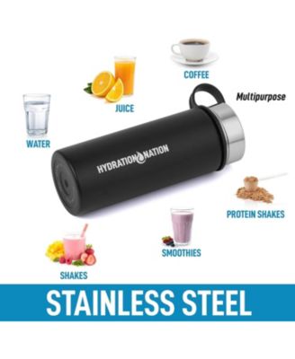 3 Lid 18 Ounce Vacuum Insulated Water Bottles with Straw