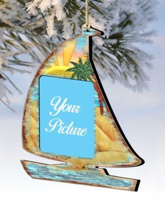 Sailboat Picture Frame Ornament Set of 2