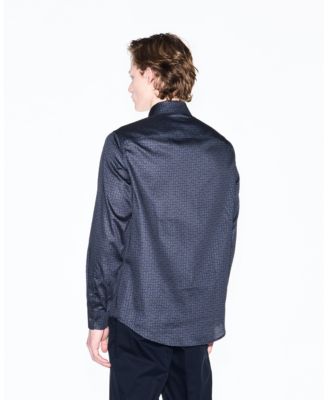 Men's Long Sleeve Cotton Satin Allover logo Print Shirt