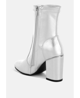 Rag and CO Womens Tirana Metallic Pleather Sock Boots