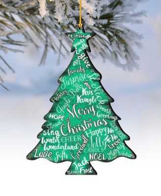 Merry Christmas Tree Wooden Ornaments, Set of 2