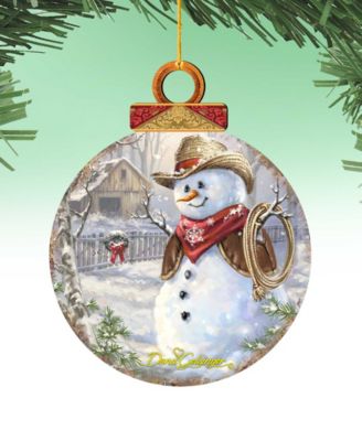 by Dona Gelsinger Cowboy Snowman Ornament, Set of 2