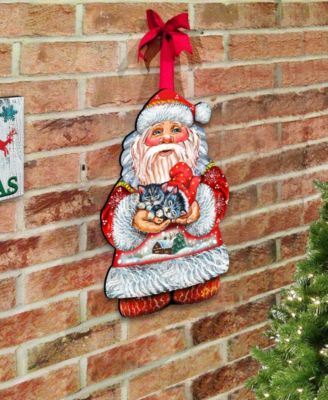 Kitten Holiday Santa Christmas Door Hanger