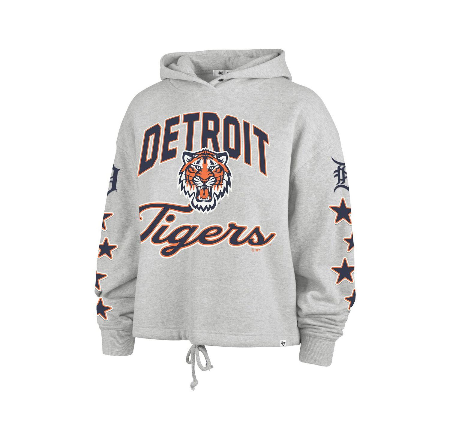 Women's Heather Gray Detroit Tigers Plus Size Starry Eye Hoodie