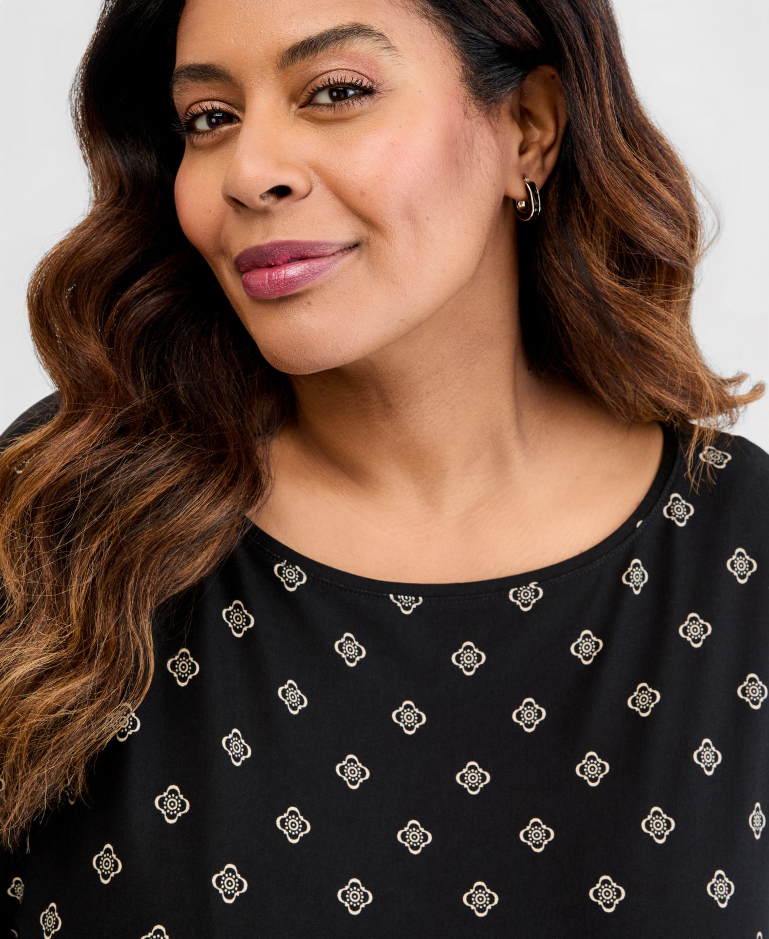Plus Size Sofia Tile Banded-Bottom Top