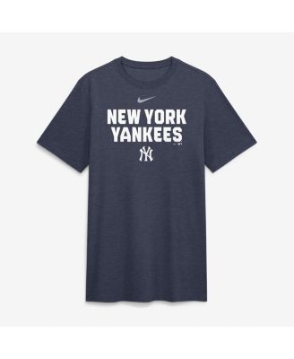 Men's Heather Navy New York Yankees Stacked Tri-Blend T-Shirt