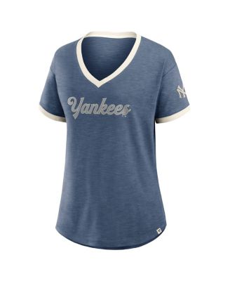 Women's Navy New York Yankees Cooperstown Collection Vintage Play V-Neck T-Shirt