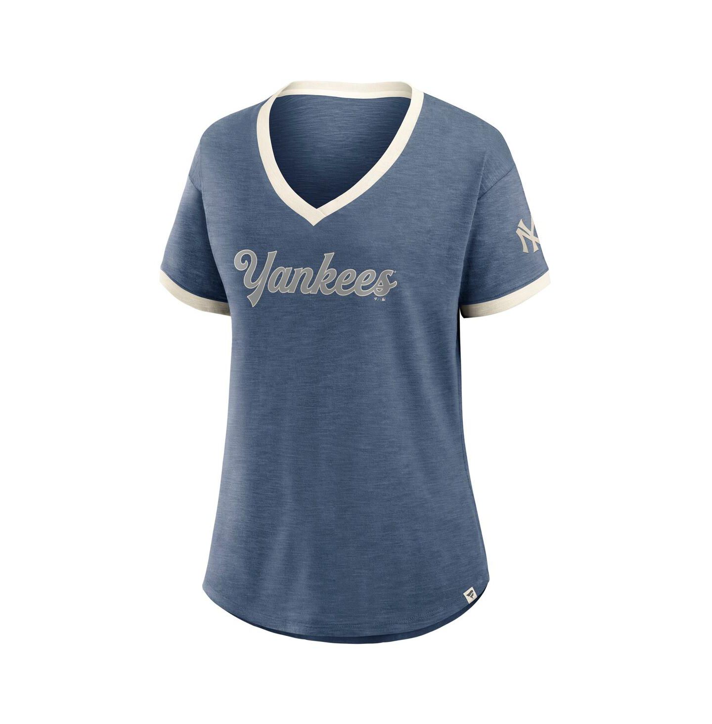 Женская футболка Fanatics Navy New York Yankees Cooperstown Collection Vintage Play V-Neck — фото 2