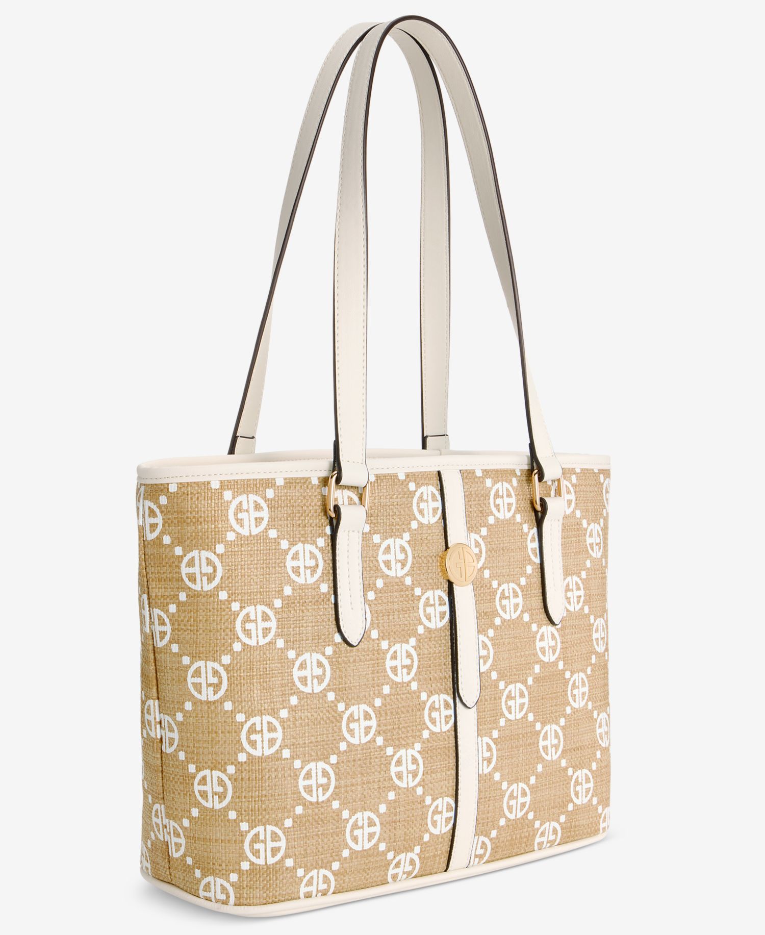 Belted Monogram Straw Tulip Tote Bag